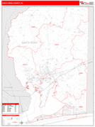 Santa Rosa County, FL Digital Map Red Line Style